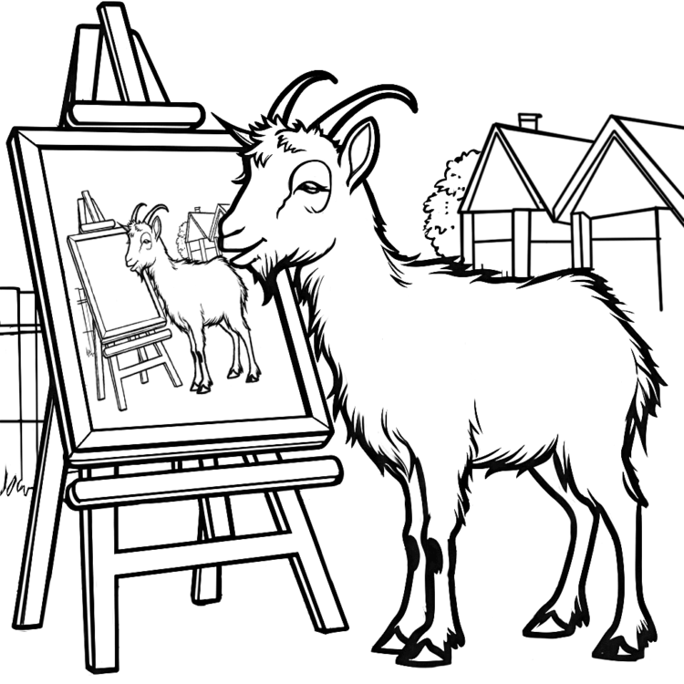 Coloring picture goat paint