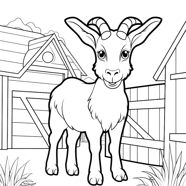 Coloring picture goat with horns