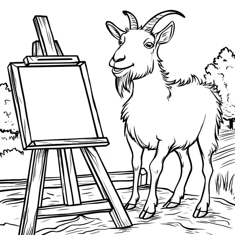 Coloring picture goat painting