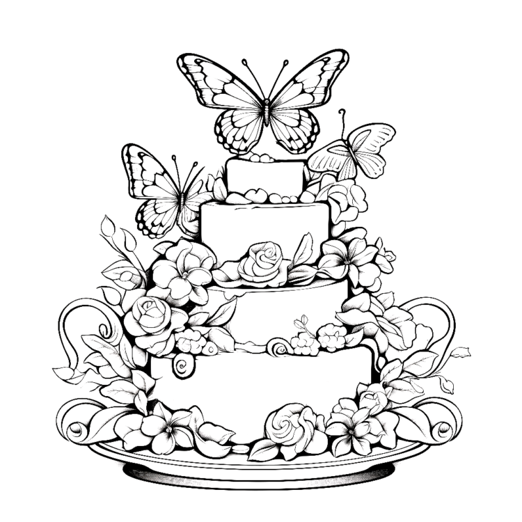 Lápiz para colorear mariposas tarta de cumpleaños