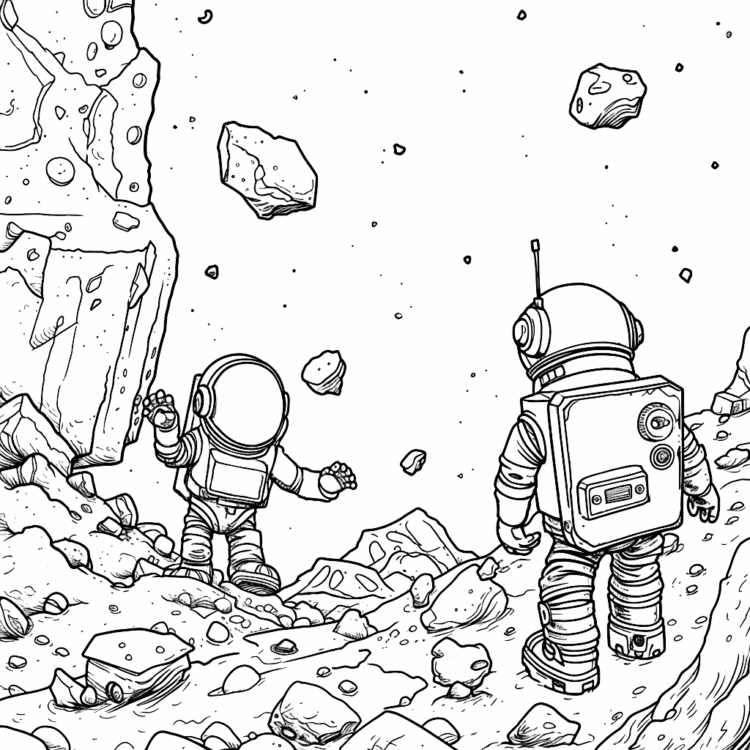 Dibujo para colorear aventura espacial