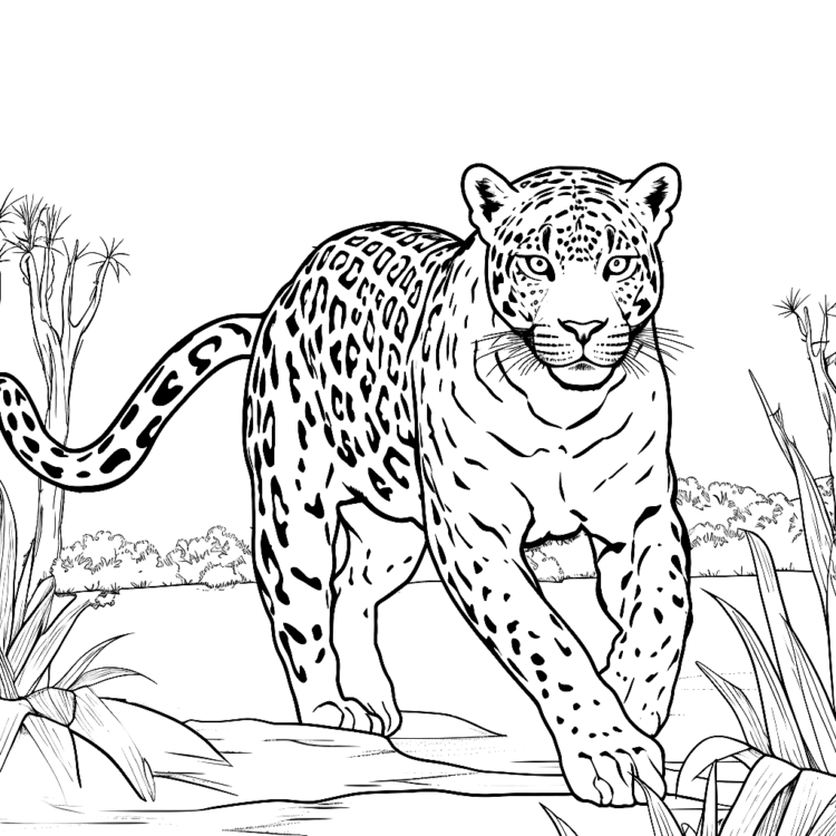 Ausmalbild Anmutiger Jaguar