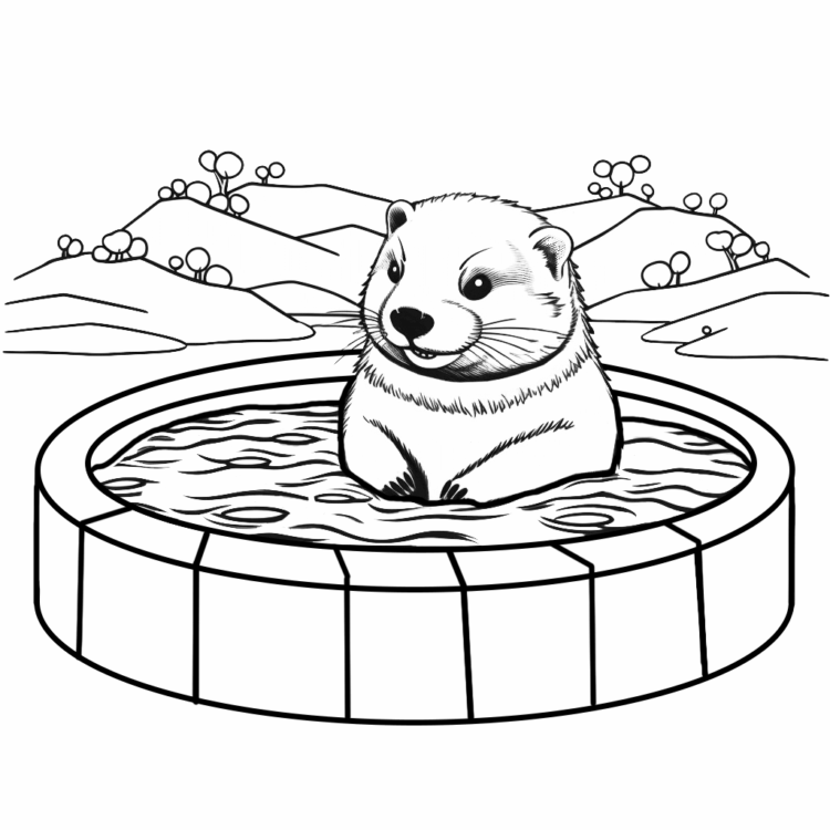 Coloring picture bathing otter
