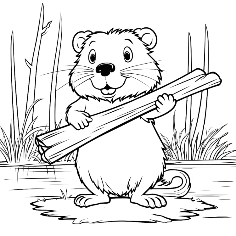 Coloring picture master builder beaver