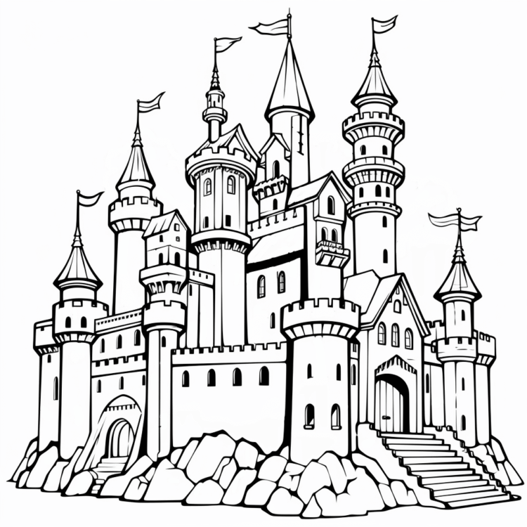 Dibujo para colorear castillo