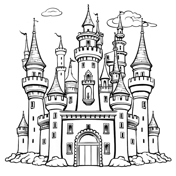 Colorear castillos ilustrados