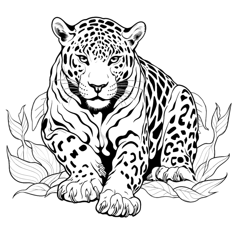 Ausmalbild Dschungel Jaguar