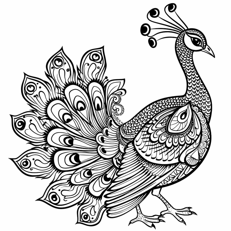 Dibujo para colorear Un pavo real