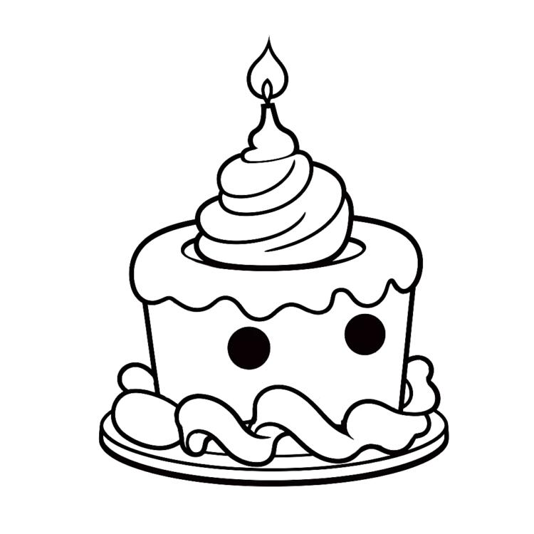 Dibujo para colorear Una dulce tarta de cumpleaños