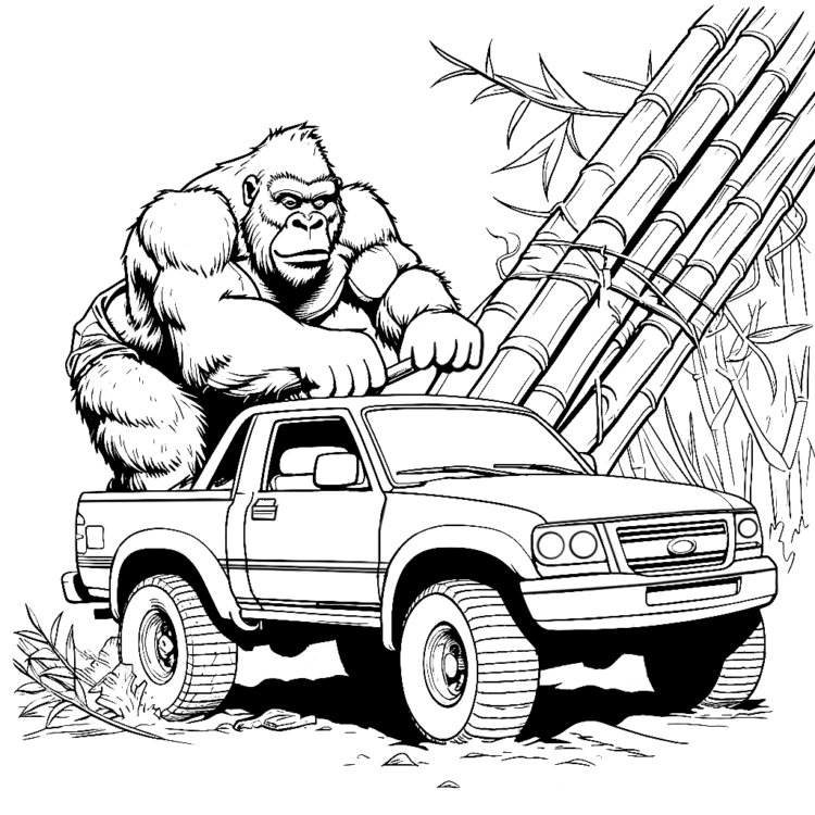 Coloring picture Traveling Gorilla