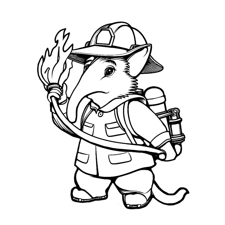 Coloring picture fireman anteater