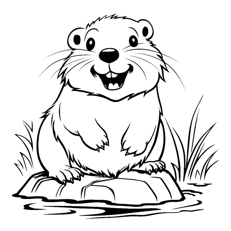 Dibujo para colorear Castor Feliz