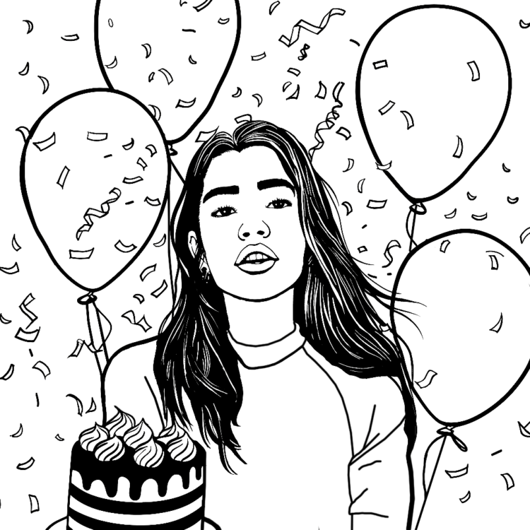 Fiesta de cumpleaños con dibujos para colorear