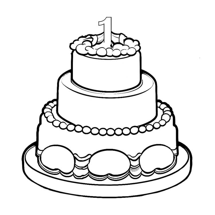 Dibujo para colorear tarta de cumpleaños