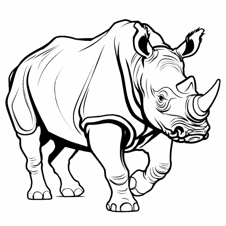 Horned rhinoceros coloring page