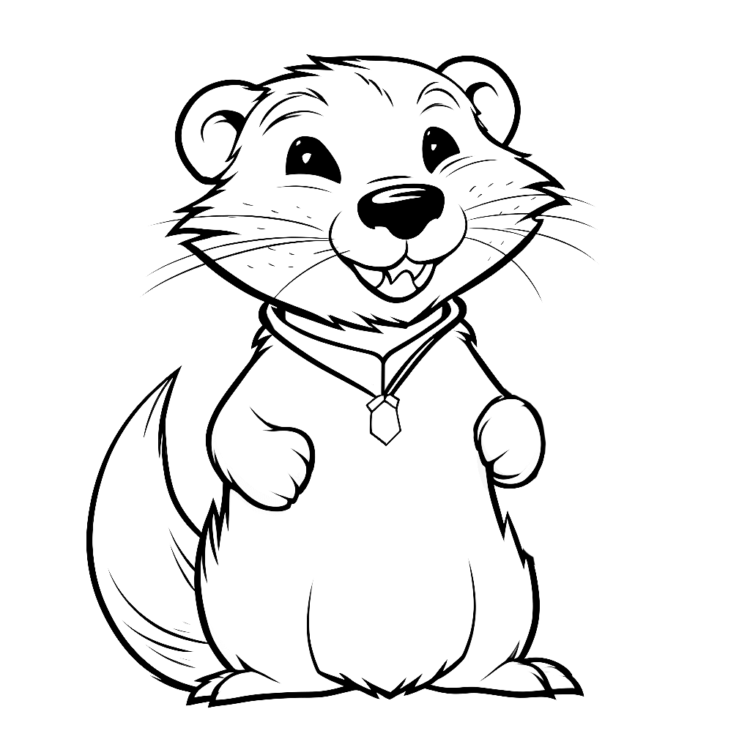 Dibujo para colorear nutria feliz