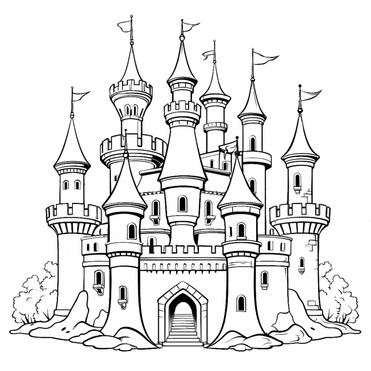 Dibujo para colorear Gran Castillo