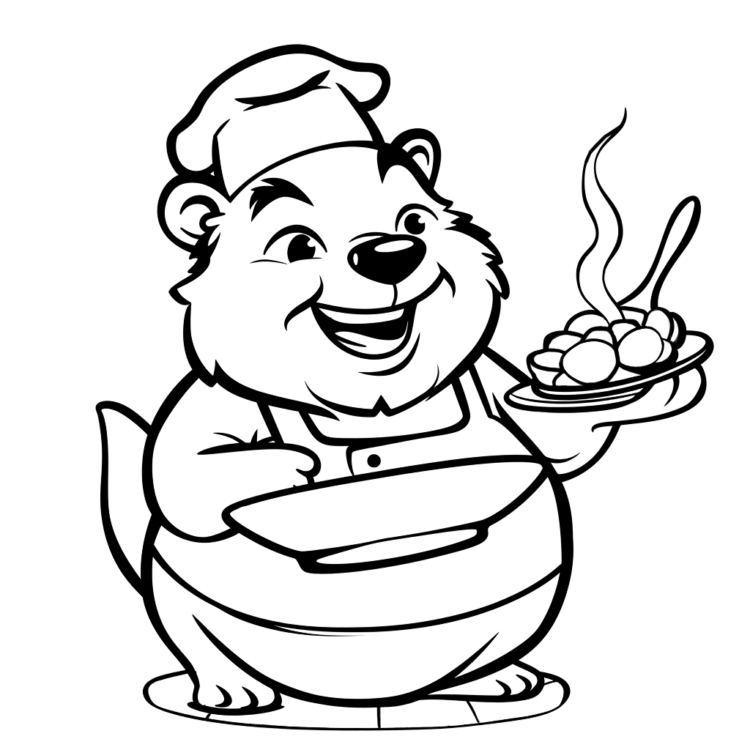 Ausmalbild Kochender Wombat