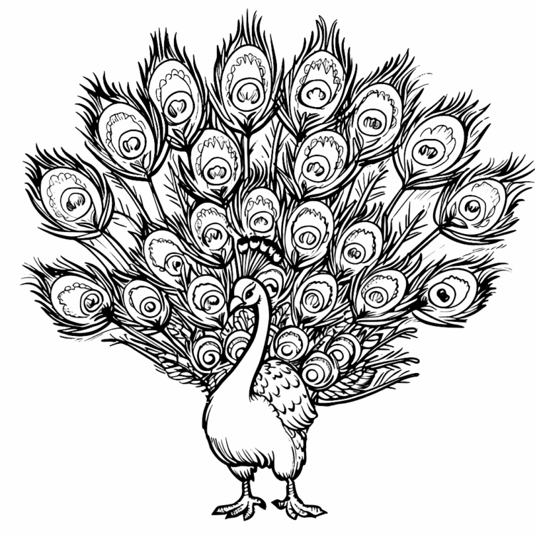 Dibujo para colorear pavo real