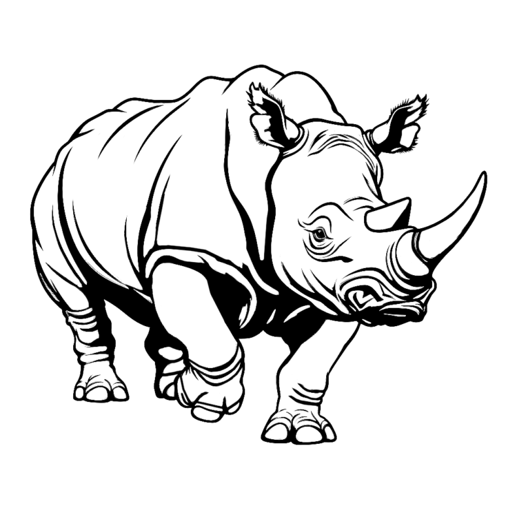 Coloring picture Strong rhinoceros