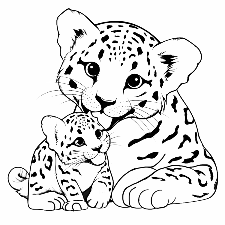 Ausmalbild Kuschel-Jaguare