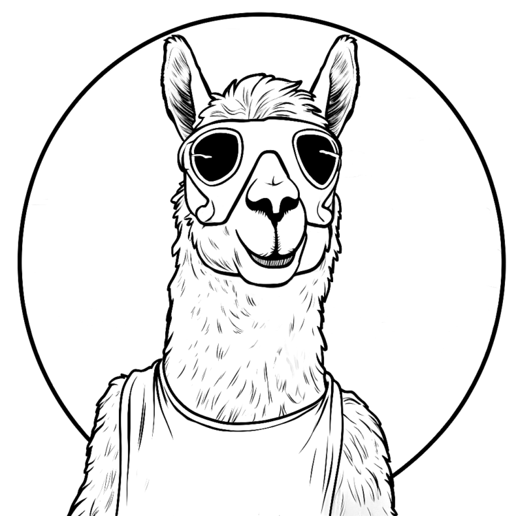 Ausmalbild Lama mit Schattierungen