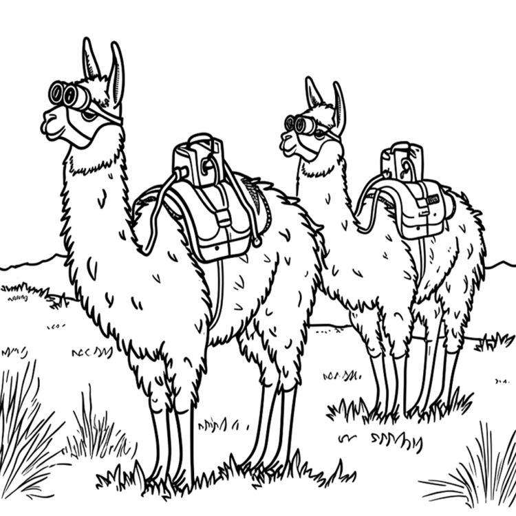 Ausmalbild Lamas