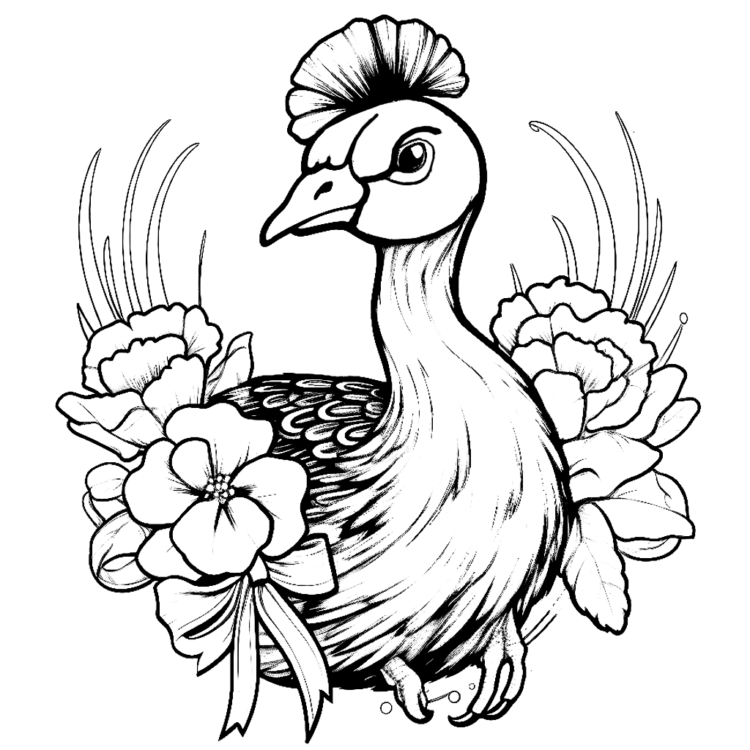 Dibujo para colorear pavo real viviente