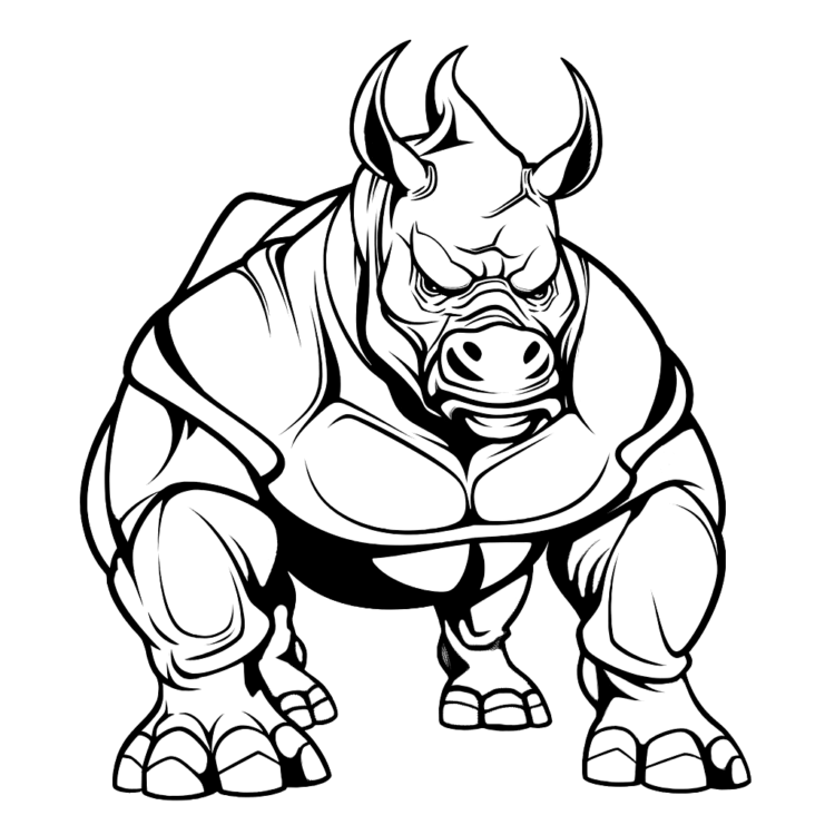 Ausmalbild Mächtiges Nashorn