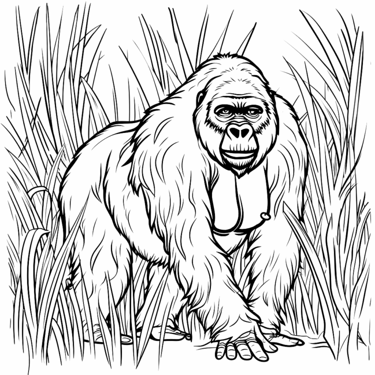 Ausmalbild Majestätischer Gorilla