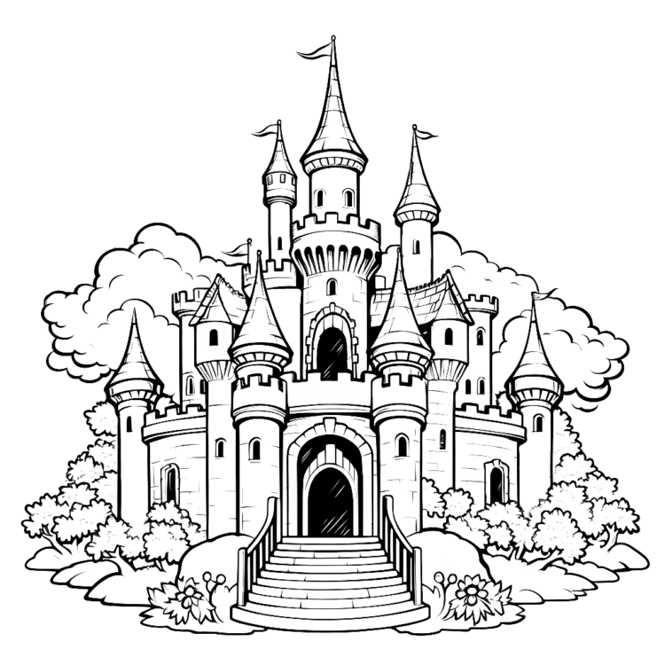 Medieval castle coloring page