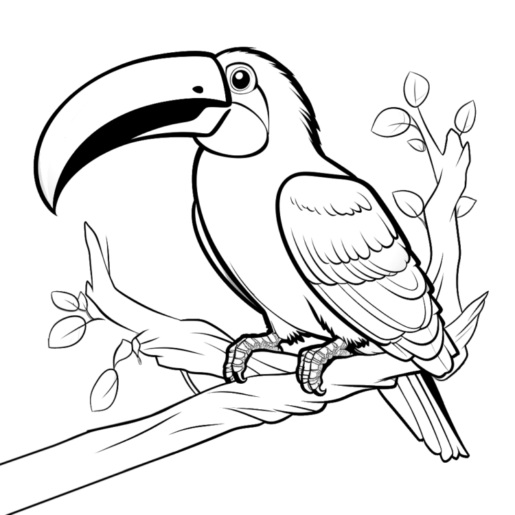 Mystical toucan coloring page