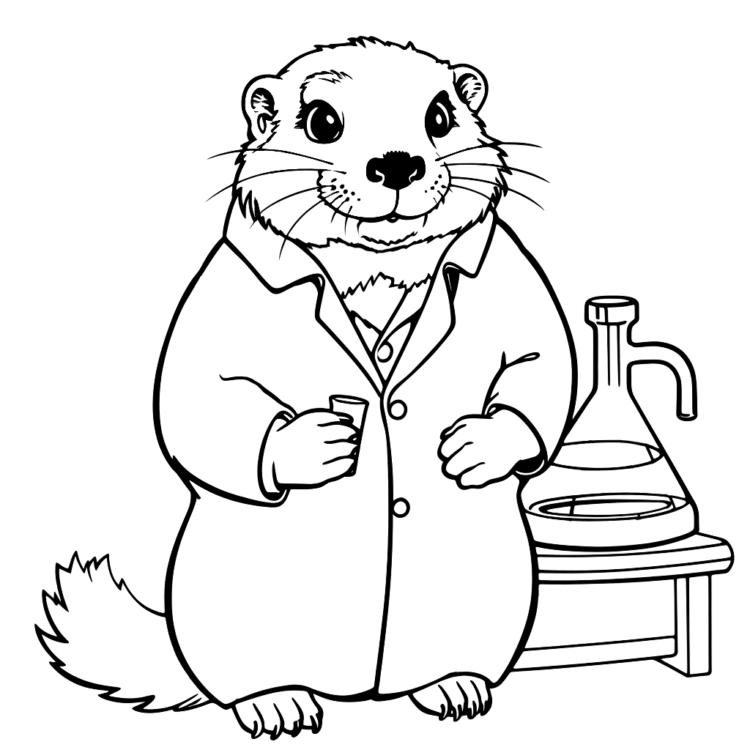 Coloring picture otter in the lab