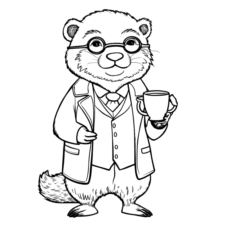 Coloring picture otter with glasses