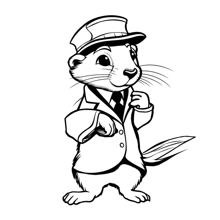 Coloring picture otter with cap