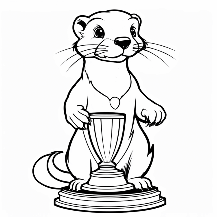 Coloring picture otter and trophy