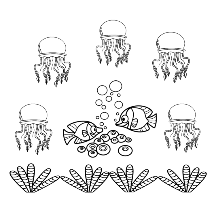 Coloring picture ocean jellyfish