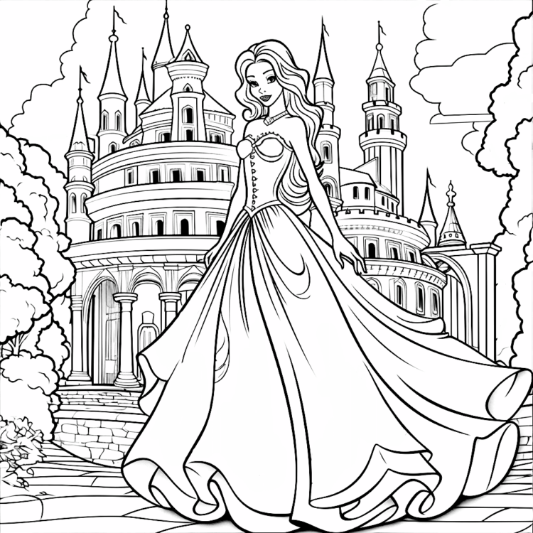 Dibujo para colorear castillo de princesa