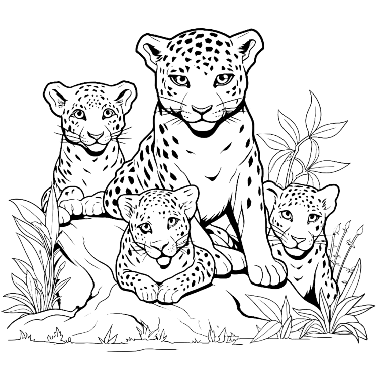 Ausmalbild Regenwald Jaguars