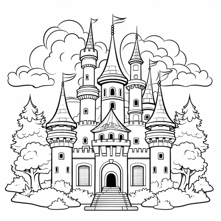 Coloring picture knightly castle