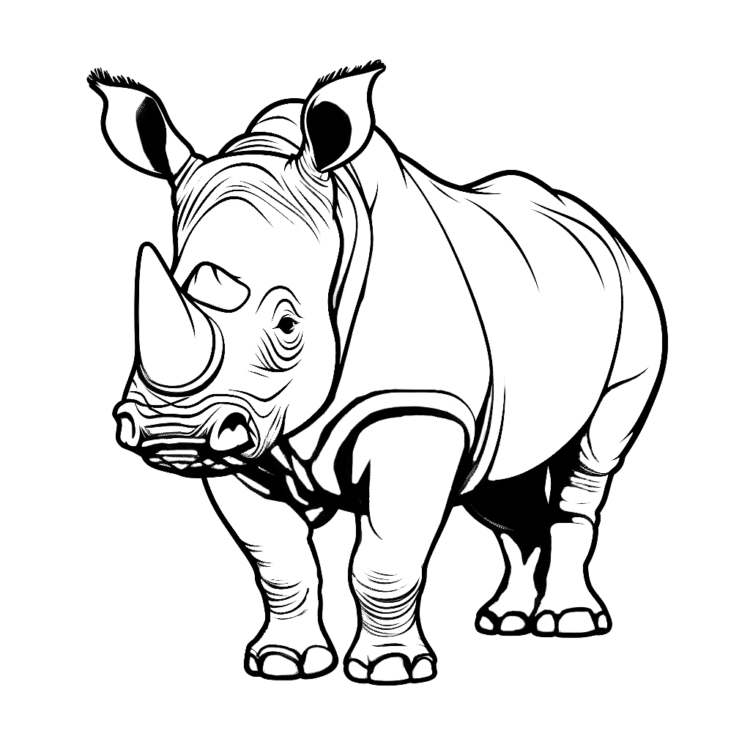 Dibujo para colorear rinoceronte tranquilo