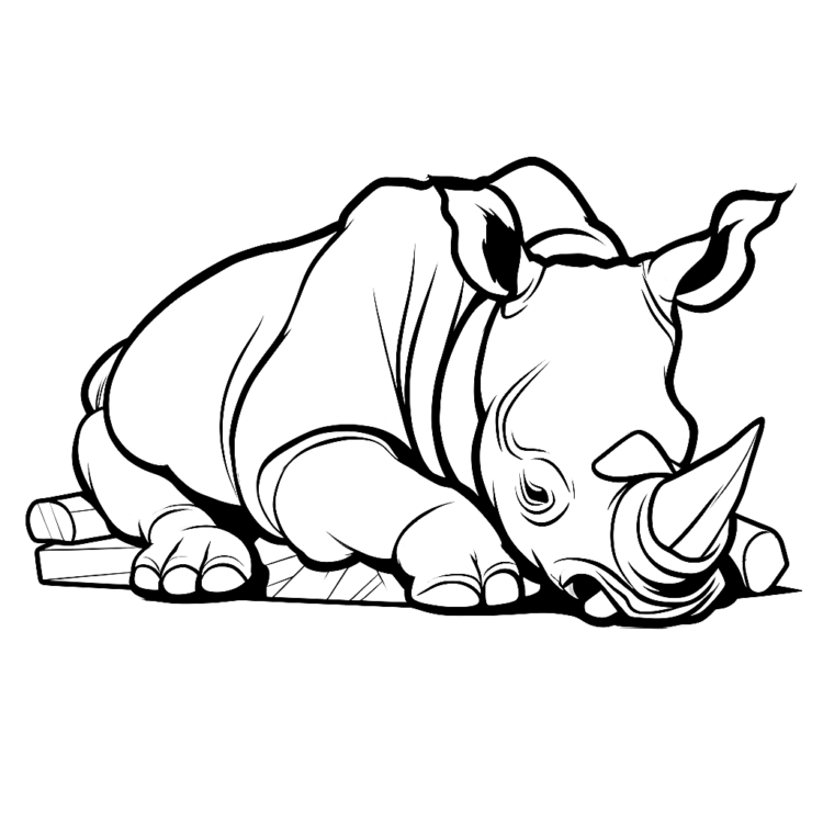 Dibujo para colorear de rinoceronte suave