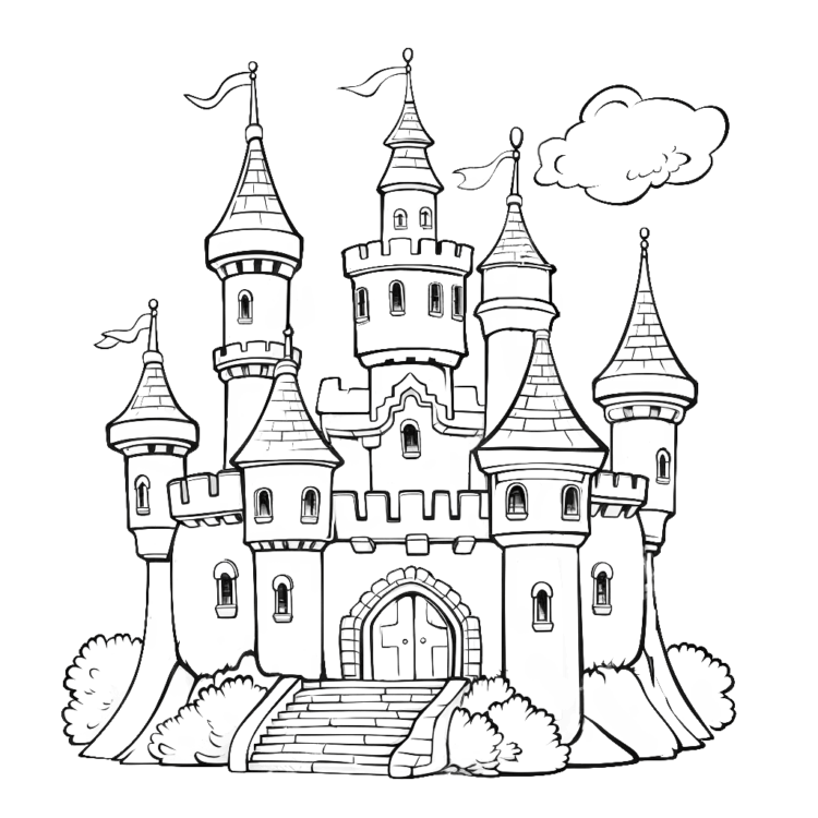 Dibujo para colorear castillo caprichoso