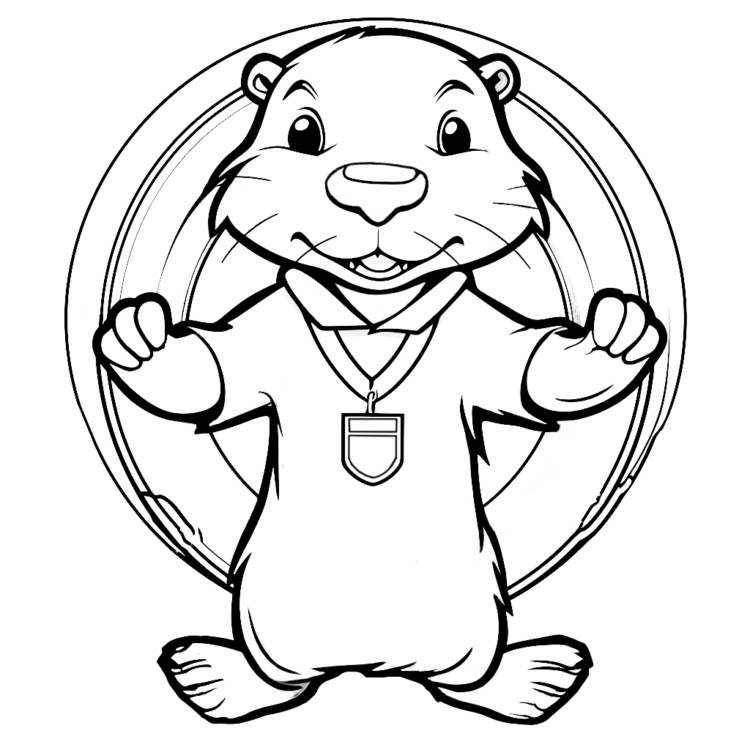 Dibujo para colorear jugando a la nutria