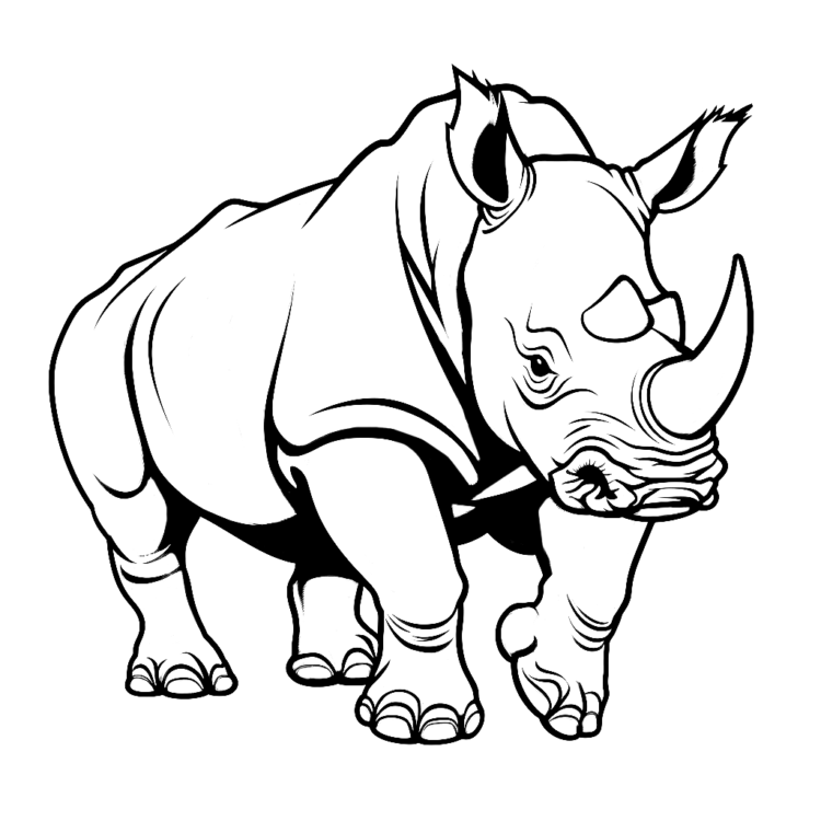 Dibujo para colorear de rinoceronte fuerte