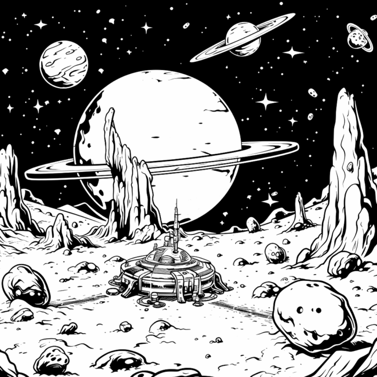 Dibujo para colorear universo estrellado