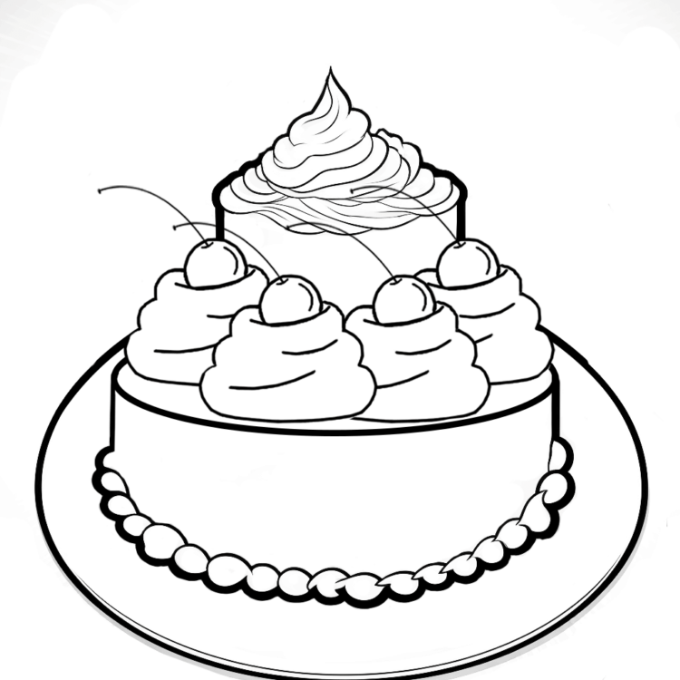 Dibujo para colorear tarta con magdalena