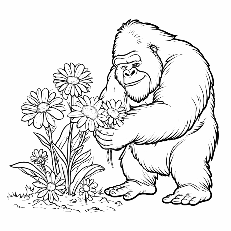 Ausmalbild Verspielter Gorilla