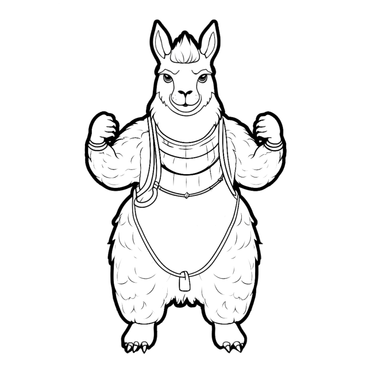 Playful llama coloring page