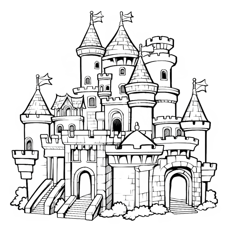 Página para colorear del castillo escondido